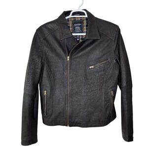 Aviatrix Leather Jacket Mens 2XL Brown Asymmetrical Full Zip Moto Biker Distress